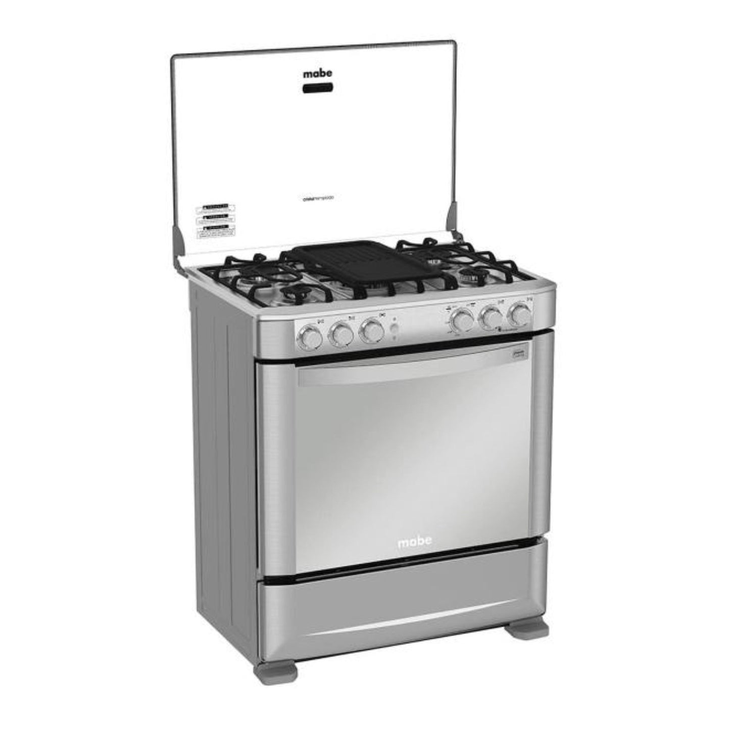 COCINA MABE 5 QUEMADORES INOX GRILL DOBLE CORTA GAS EM7635FX0