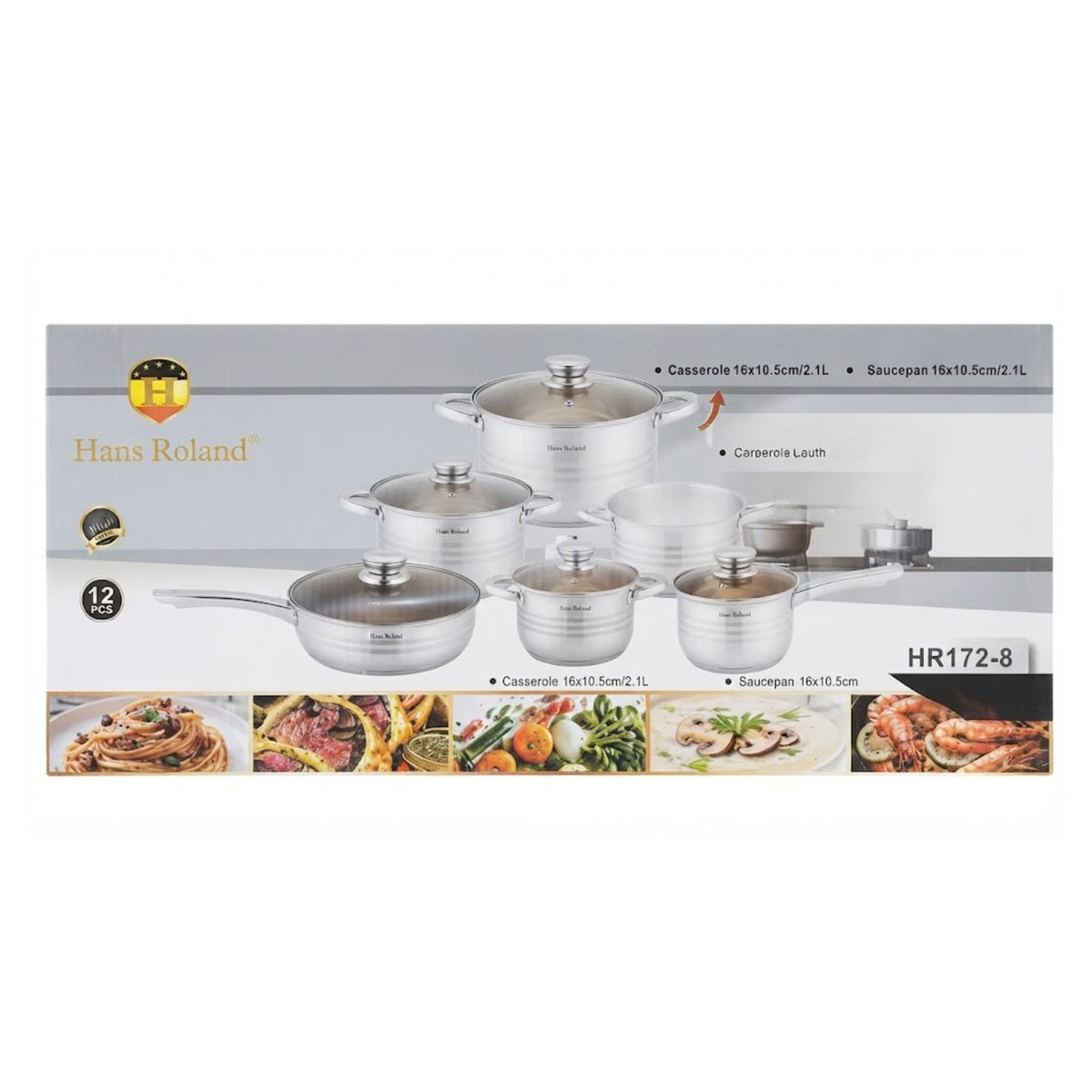 JUEGO DE OLLAS HAUS ROLAND ACERO INOXIDABLE HR1728